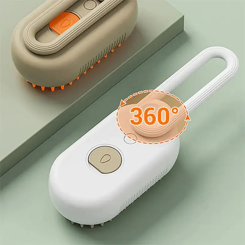 Pet Steam Brush – 3-in-1 Grooming Tool for Cats & Dogs White